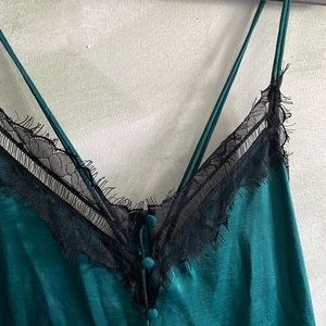 emerald green and lace zara jumpsuit